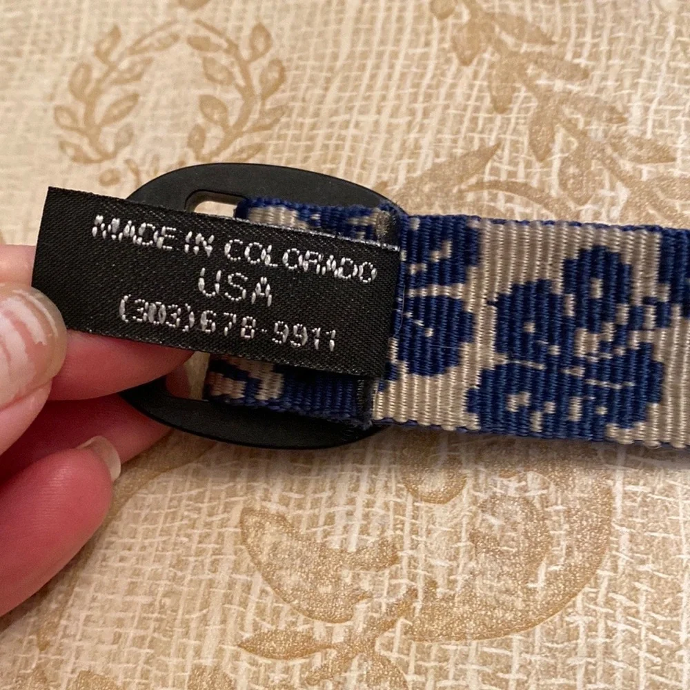 Bison Designs Blue Floral Hawaiian Boys Belt L